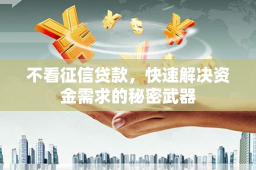 阜新不看征信贷款，快速解决资金需求的秘密武器