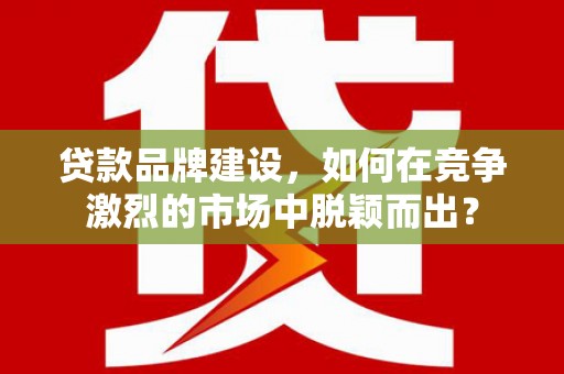 阜新贷款品牌建设，如何在竞争激烈的市场中脱颖而出？
